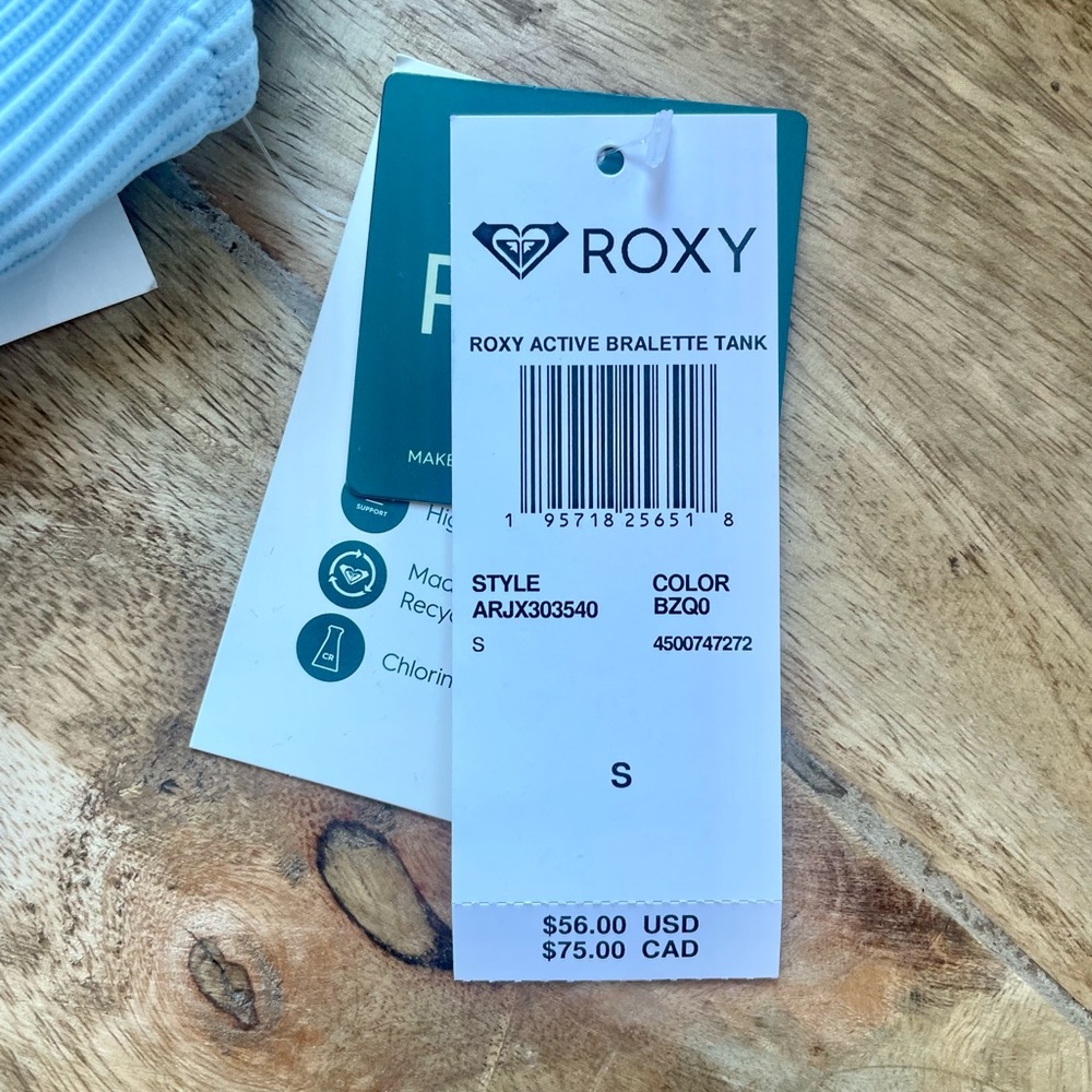 New Roxy Light Blue Ribbed Bikini Set Sz M - Picture 7 of 12